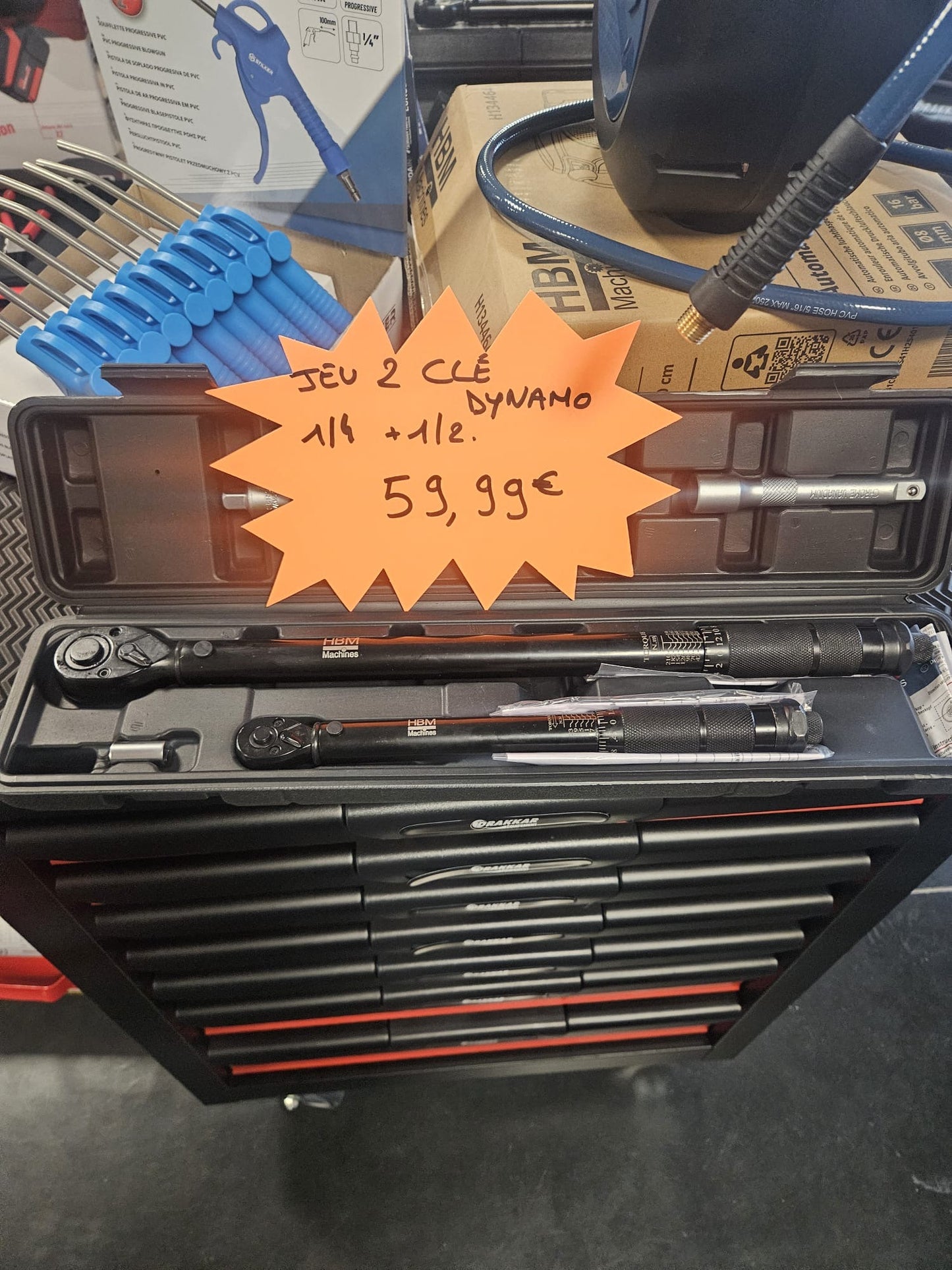 Coffret de 2 clés dynamométriques 1/4” + 1/2” – HBM Machines VCR Pièces Auto