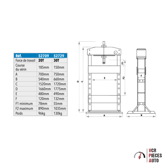 Presse d’atelier manuelle 30T bâti soudé