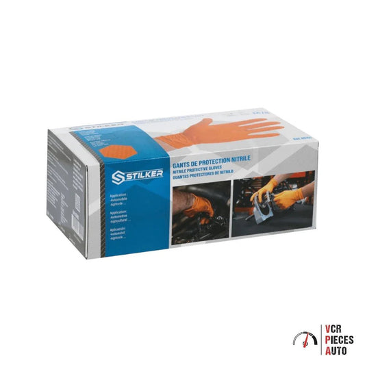 Gants jetables nitrile 240mm orange taille S