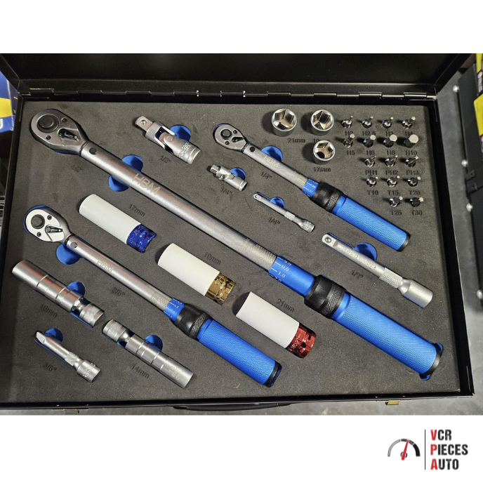 Coffret 3 clés dynamométriques + accessoires – 32 pièces VCR Pièces Auto