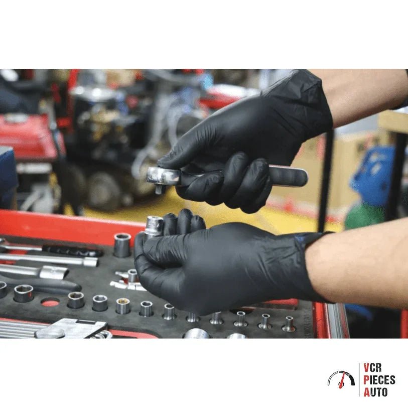 Gants jetables ambidextres noir - Nitrile - VCR Pièces Auto